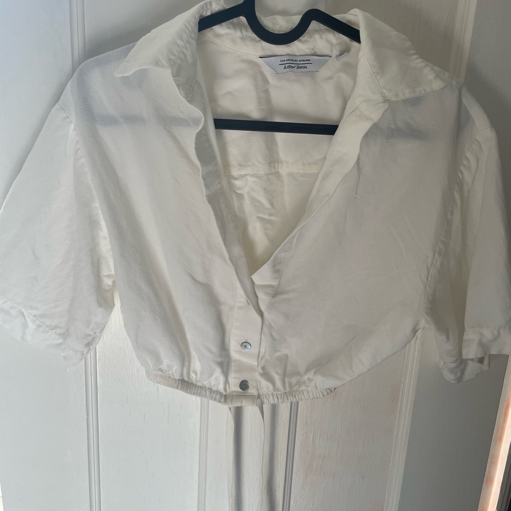 &Other Stories White Cropped Blouse
